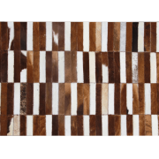 Luxusný kožený koberec, hnedá/biela, patchwork, 120x180, KOŽA TYP 5