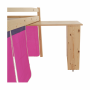 Posteľ s PC stolom, borovicové drevo/ružová, 90x200, ALZENA
