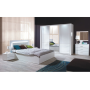 Manželská posteľ, 160x200, biela/ vysoký biely lesk HG, ASIENA