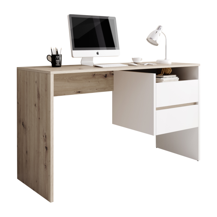 PC stôl, dub artisan/biely mat, TULIO