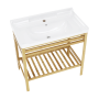 Stôl s keramickým umývadlom, prírodná/biela, SELENE TYP 6