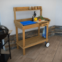 Záhradný pracovný stôl s umývadlom drevo/hnedá,  BARDY