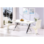 Jedálenský stôl, biela vysoký lesk HG/chróm, ANSEL