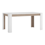 Jedálenský rozkladací stôl, biela extra vysoký lesk HG/dub sonoma tmavý truflový, 160-200x90 cm,