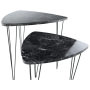 Set 2 konferenčných stolíkov, vzor čierny mramor/čierny kov, STOFOL