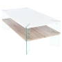 Konferenčný stolik, biela HG s leskom/vzor drevo, MABILO