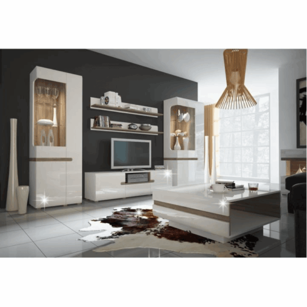 Komoda, biela extra vysoký lesk HG/dub sonoma tmavý truflový, LYNATET TYP 42 - Image 14