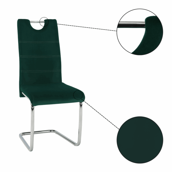 Jedálenská stolička, smaragdová Velvet látka/svetlé šitie, ABIRA NEW - Image 3