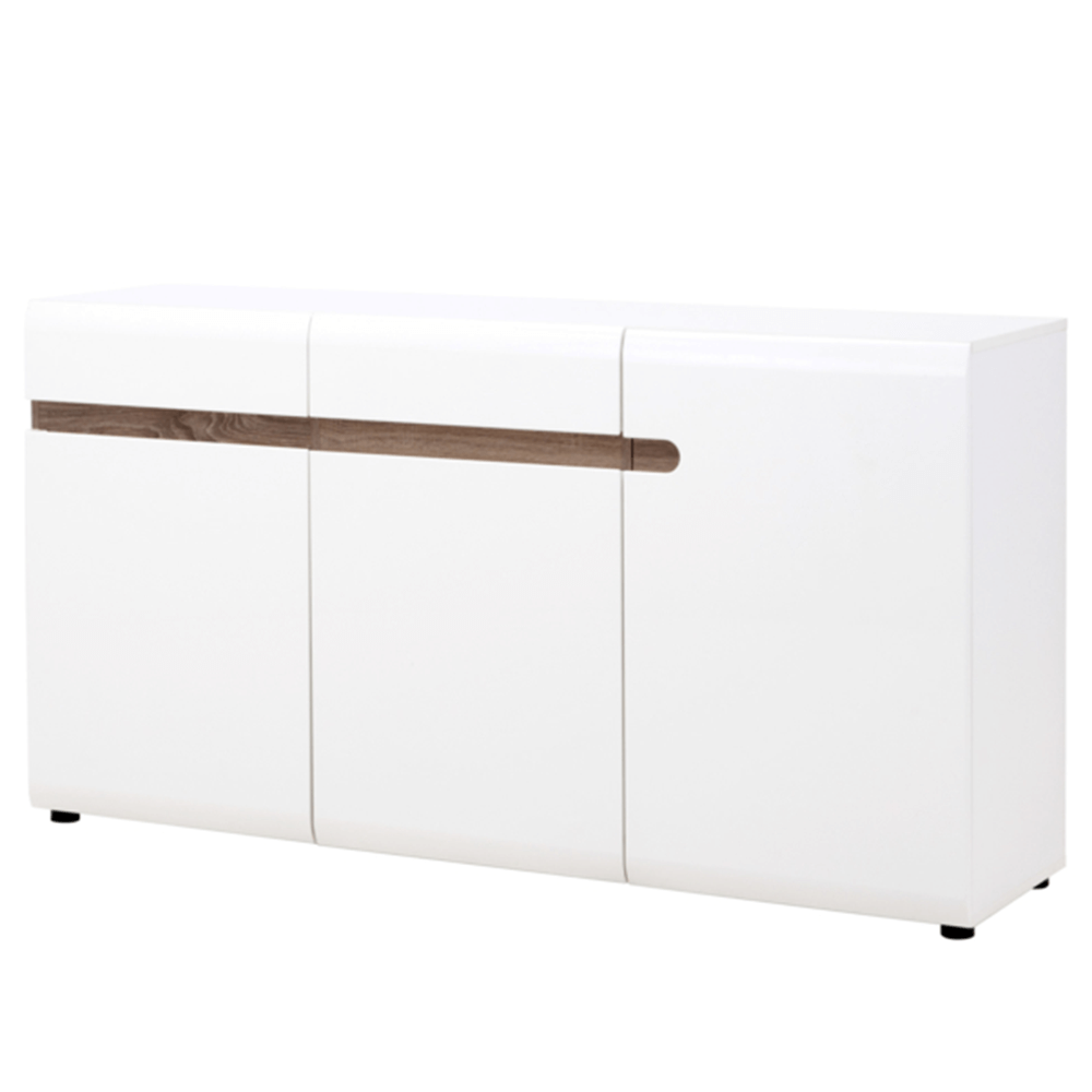 Komoda, biela extra vysoký lesk HG/dub sonoma tmavý truflový, LYNATET TYP 40 - Image 4