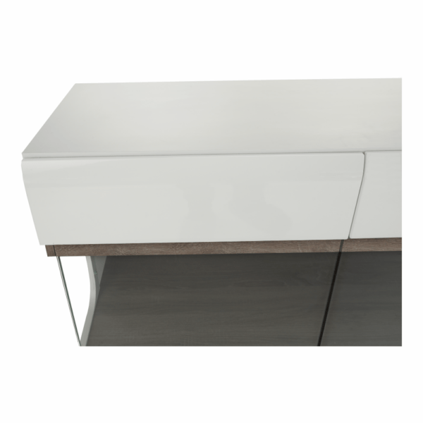Komoda, biela extra vysoký lesk HG/dub sonoma tmavý truflový, LYNATET TYP 42 - Image 2