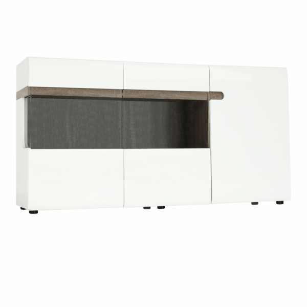 Komoda, biela extra vysoký lesk HG/dub sonoma tmavý truflový, LYNATET TYP 42 - Image 3