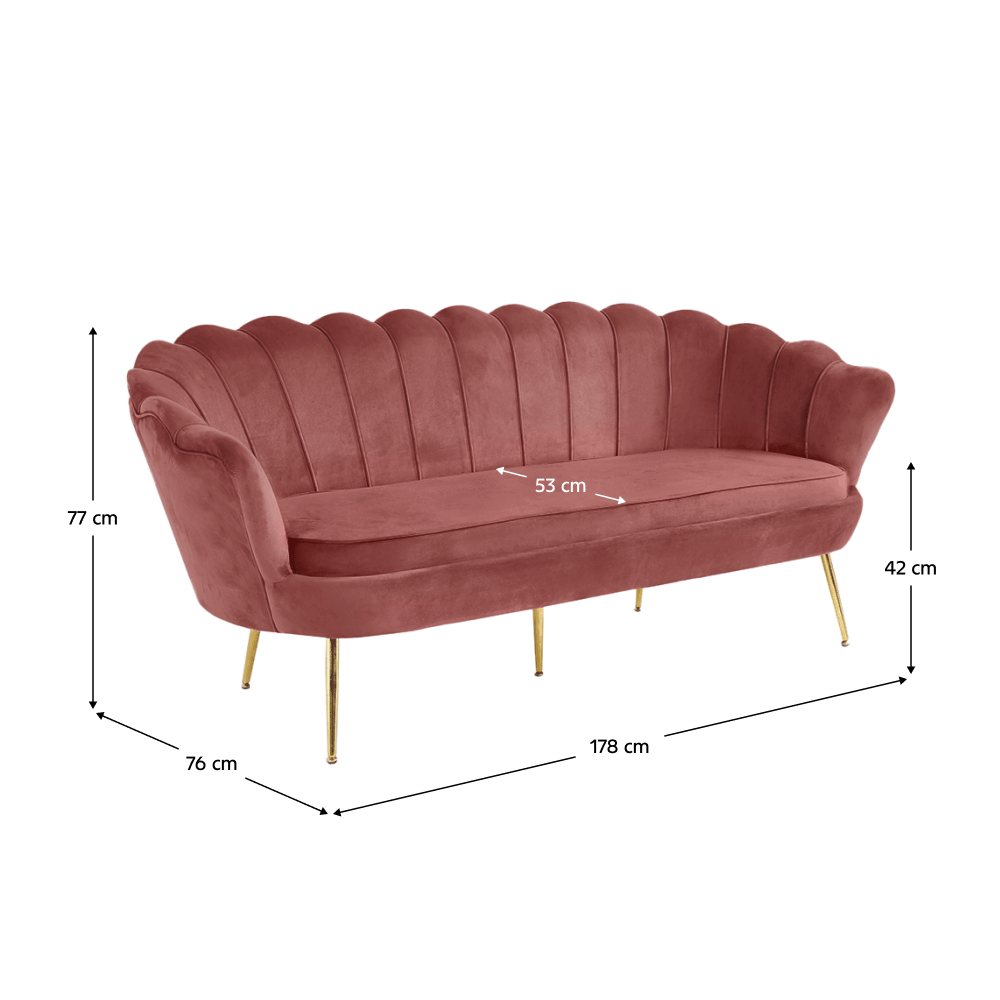 Luxusná pohovka, 3-sed, ružová Velvet látka/chróm zlatý, štýl Art-deco, NOBLIN - Image 2